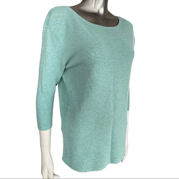 🛍️ 3/$40 Aritzia Knit Top Wilfred 3/4 Sleeve Ribbed Top Blue Green size XS - Picture 4 of 6